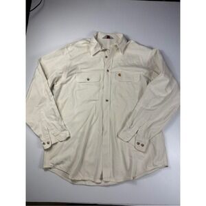 Carhartt Rugged Outdoor Shirt Button Up Work Utility‎ Pockets Beige 2XL stained